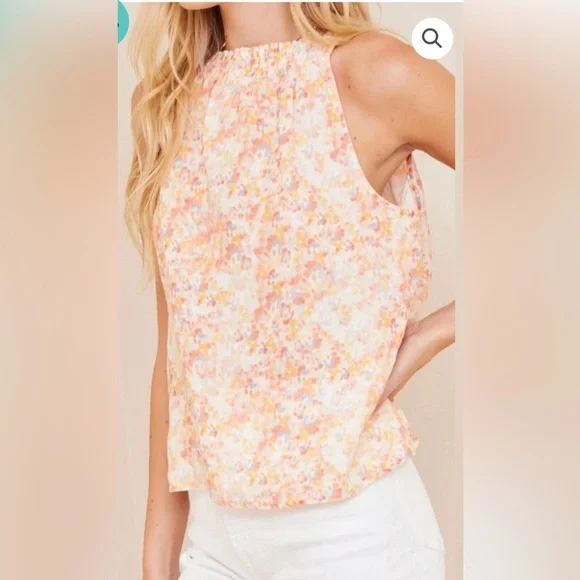 Bella Dahl Women’s M Shirred Halter Top in Peach Floral Print - EUC! - Picture 2 of 12